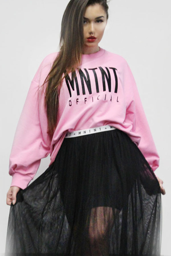 MNTNT Übergroßes Damensweatshirt mit Rückenausschnitt - pink